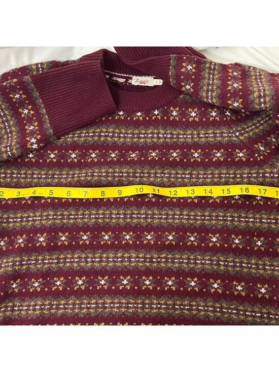 FAHERTY Women’s Highland Fair Isle Sweater Merino Wool Blend Size Small - Picture 14 of 15